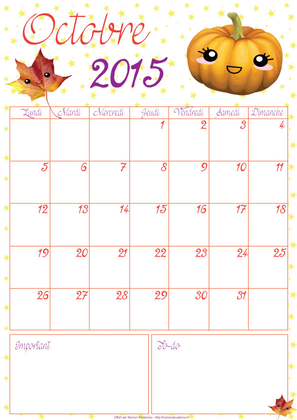 Lire la suite à propos de l’article DIY : le calendrier du mois d’octobre 2015 à imprimer
