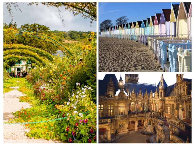 Jardins de Claude Monet - cabanes de plage - Palais Bénédictine à Fécamp