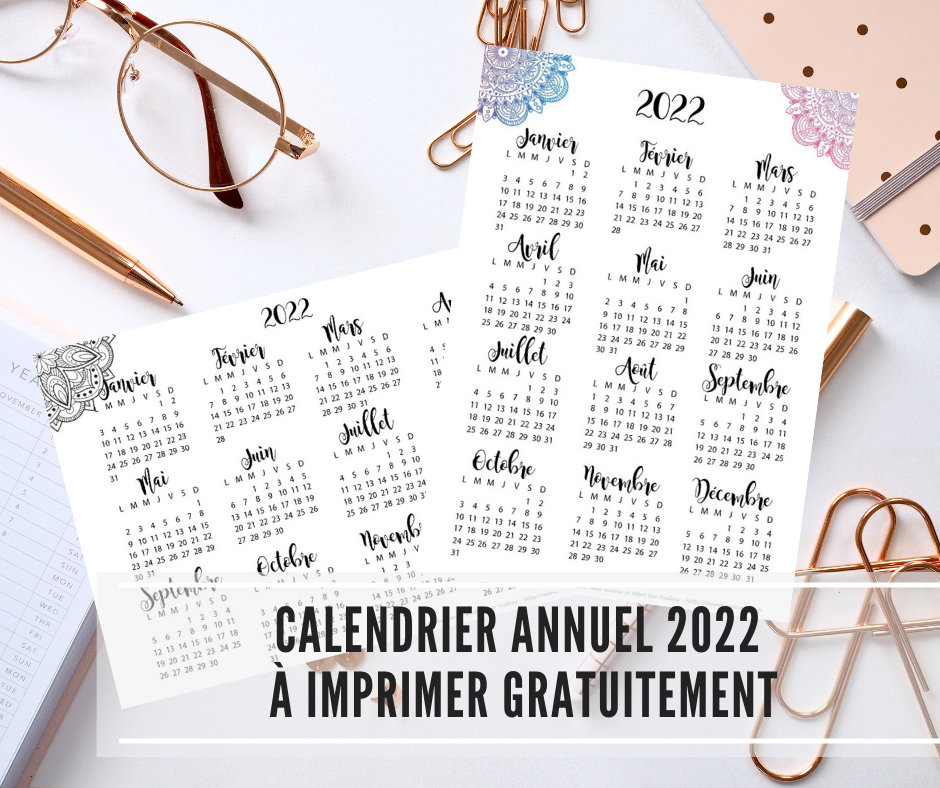 You are currently viewing Calendrier annuel 2022 à imprimer gratuitement