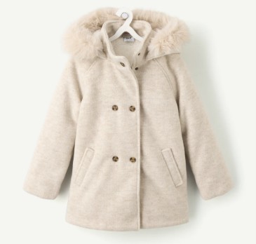 Manteau long fille beige