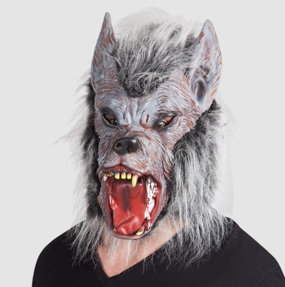 Masque Halloween pour créer un déguisement original - Masque Latex Loup-Garou avec Cheveux